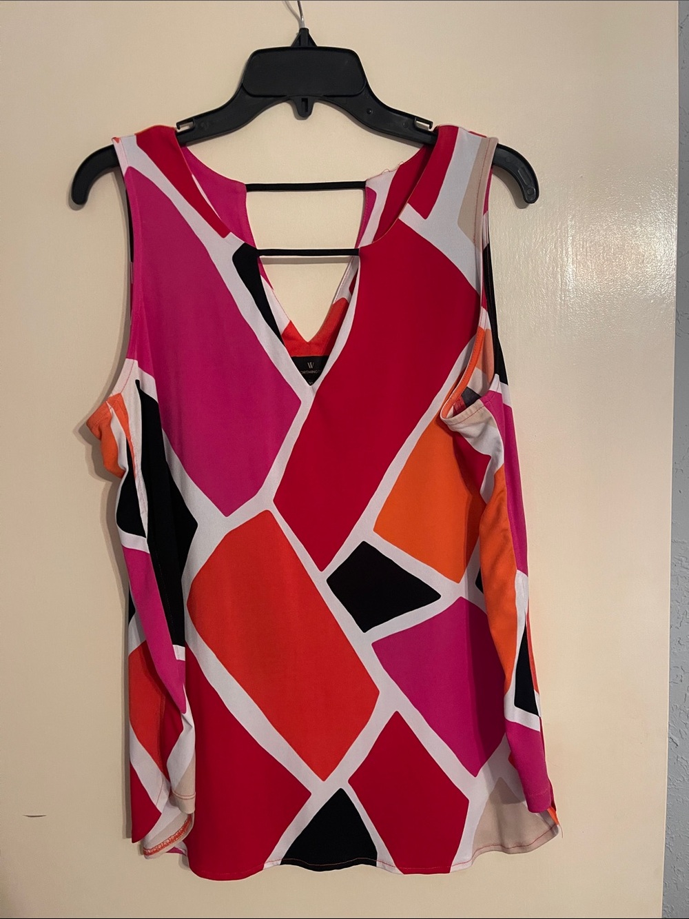 Worthington Pink & Orange Geometric Sleeveless Tank/Camisole